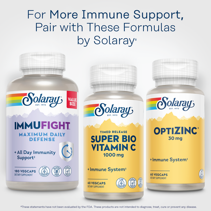 Solaray Super Bio Buffered Vitamin C 1000mg, Two-Stage, Timed Release Vitamin C with Bioflavonoids, Immune Support Supplement - High Absorption, Vegan, 60 Day Guarantee, 30 Servings, 60 VegCaps