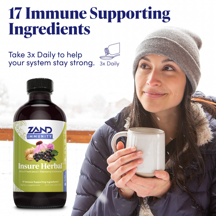 Zand Insure Immune Support, Herbal Liquid Echinacea Supplement, Features Goldenseal, Chamomile, Ginger & Valerian 8 oz (8oz)