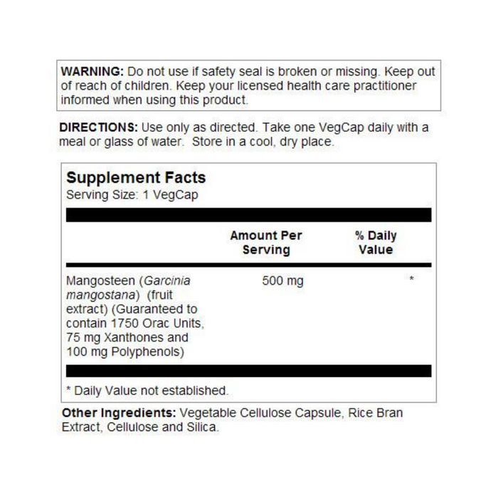 Solaray Guaranteed Potency Mangosteen Peel Extract 500mg | 60 Veg Caps