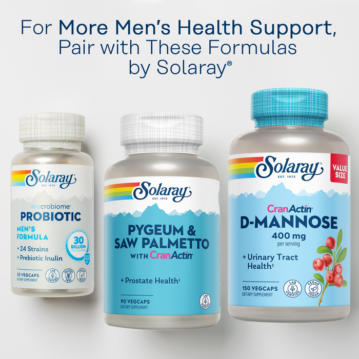 Solaray Pygeum and Saw Palmetto with CranActin - Prostate Health Supplement with Pygeum Bark, Saw Palmetto Extract and Cranberry Extract, Lab Verified, 60-Day Guarantee, 30 Servings, 180 VegCaps