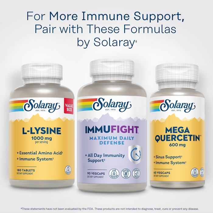 SOLARAY ImmuFight Maximum Daily Defense - Immune Support Supplement, All Day Wellness Formula, Vitamin C 1000mg, Vitamin D, Zinc, Probiotics, Vegan, Gluten Free, 60 Day Guarantee, 30 Serv, 90 VegCaps