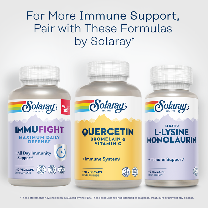 SOLARAY Quercetin with Bromelain and Vitamin C - Immune Support Supplement - Antioxidant and Heart Health Complex with Quercetin 500mg and 1235mg Vit C - Vegan, 60-Day Guarantee, 75 Serv, 150 VegCaps (120 CT, 40 Serv)