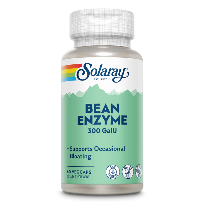 SOLARAY Bean Enzyme 300 GalU - Alpha Galactosidase Digestive Enzymes for Women and Men - Digestive Health Supplement - Supports Occasional Bloating and Gas Relief for Adults - 60 Servings, 60 VegCaps