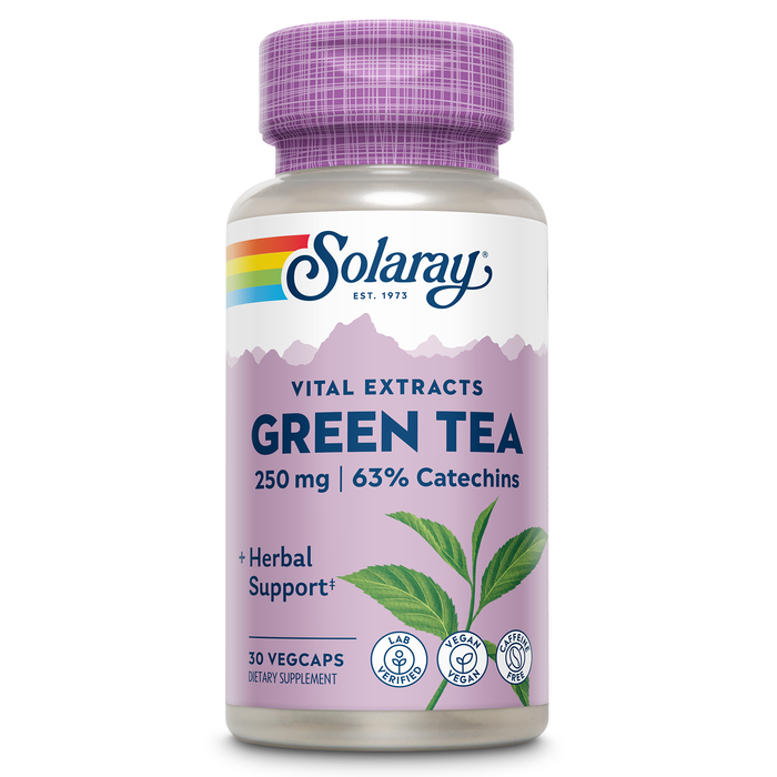 SOLARAY Green Tea Extract 250 mg - Decaffeinated Green Tea Extract Capsules - EGCG Supplements - Guaranteed to Contain 63% Catechins - Vegan, 60-Day Guarantee, 30 Servings, 30 VegCaps