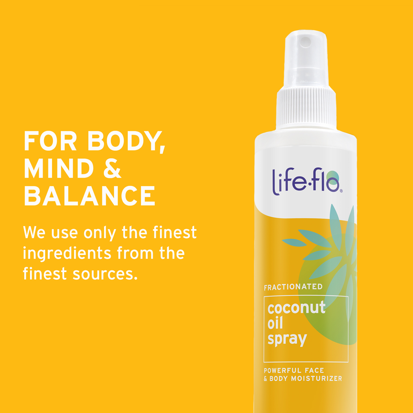 Life-flo Fractionated Coconut Oil Spray, Refined Liquid Coconut Oil for Skin Care, Hair Care, Lightweight Moisturizer, All Skin Types, Hypoallergenic, 60-Day Guarantee, Not Tested on Animals, 8oz
