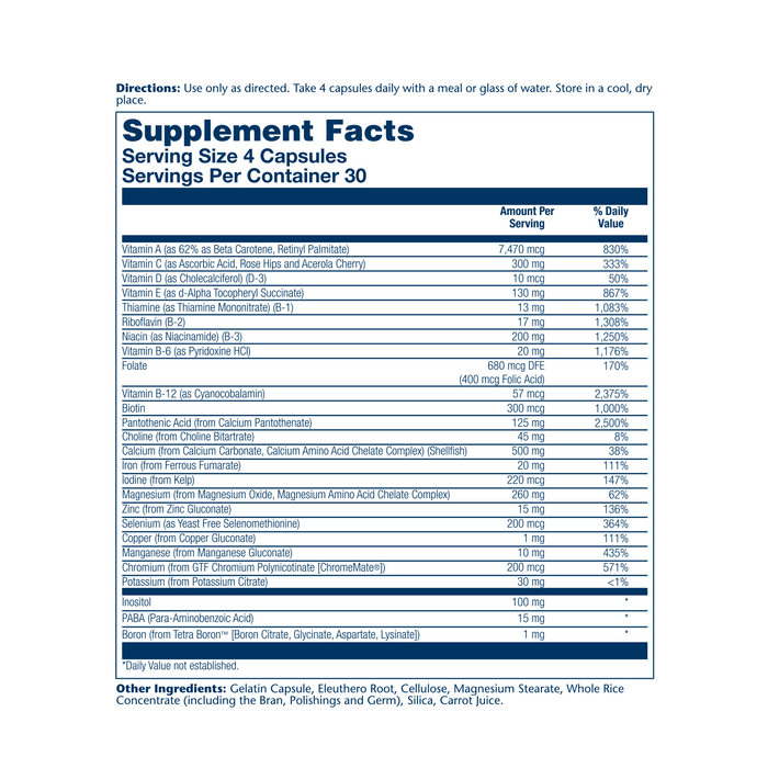 Solaray Multi-Vita Mega-Mineral Multi-Vitamin Capsules | 120 Count