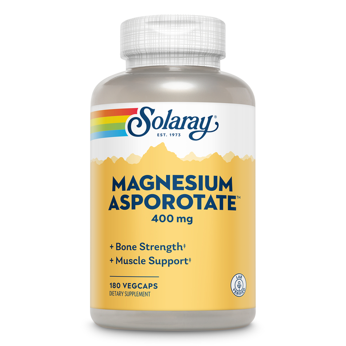 SOLARAY Magnesium Asporotate - Chelated Magnesium 400mg w/ Magnesium Citrate, Orotate and Aspartate - Bone Health, Muscle, Heart Health and Relaxation Support, 60-Day Guarantee, 30 Serv, 60 VegCaps (90 Servings, 180 VegCaps)