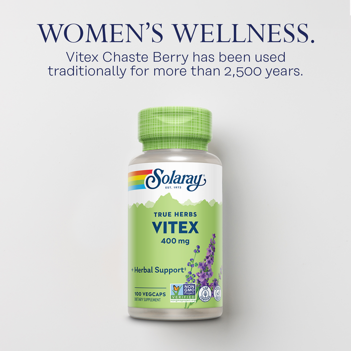 Solaray Vitex Berry 400mg | Womens Healthy Hormone Balance Formula | Menstruation & Menopause Support, 100ct