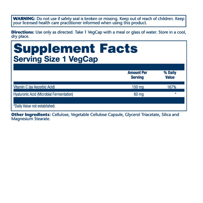 SOLARAY Hyaluronic Acid Triple Strength - Joint Health Support - Plus Vitamin C - Lab Verified, 60 Day Money-Back Guarantee, 30 Servings, 30 VegCaps