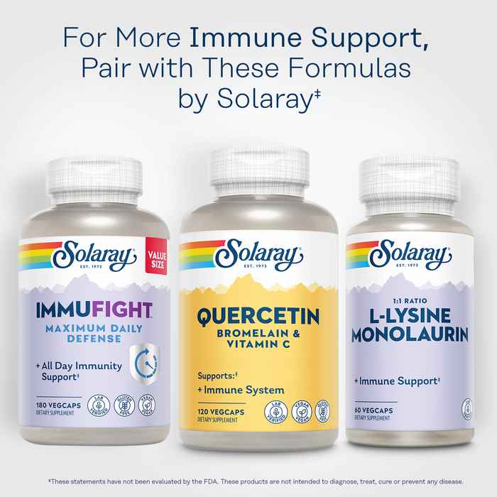 SOLARAY Quercetin with Bromelain and Vitamin C - Immune Support Supplement - Antioxidant and Heart Health Complex with Quercetin 500mg and 1235mg Vit C - Vegan, 60-Day Guarantee, 60 Serv, 120 VegCaps (120 CT, 40 Serv)