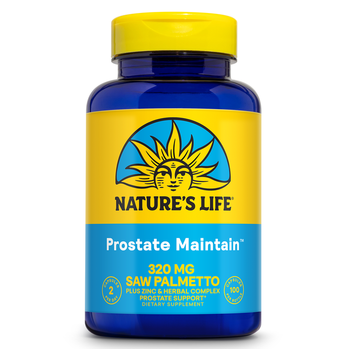 Nature's Life Prostate Maintain - Prostate Support Supplement for Men's Health - Saw Palmetto, Pygeum Herbal Complex and Zinc Supplements - 50 Servings, 100 Vegetarian Capsules