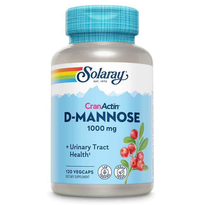 Solaray D-Mannose 1000mg with CranActin Cranberry Extract - D Mannose Cranberry Supplement with Vitamin C - Supports Urinary Tract and Bladder Health - Vegan, 60 Day Guarantee, 75 Serv, 150 VegCaps (120 CT)