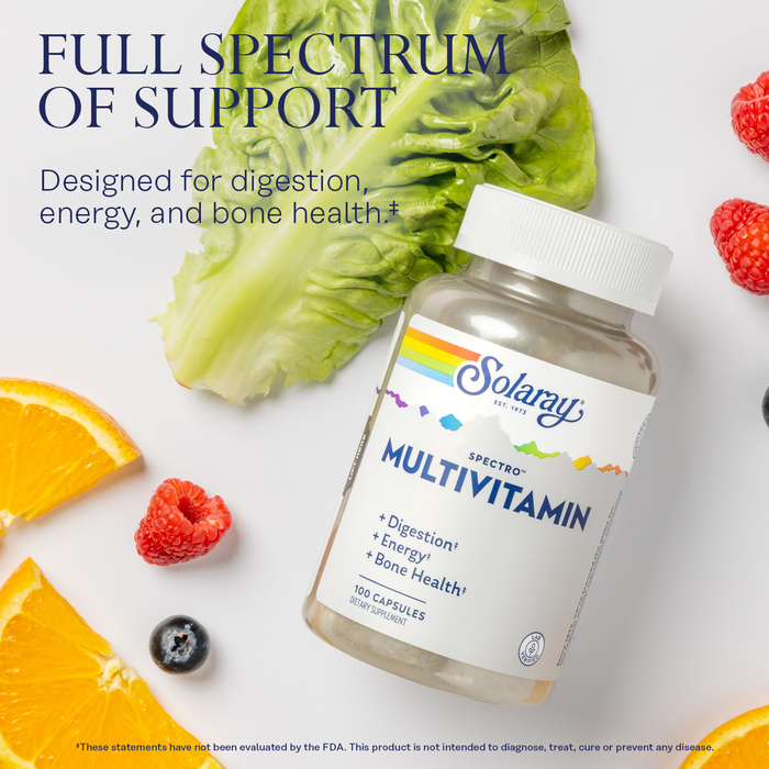 Solaray Spectro Multivitamin with Iron - Multi Vitamin with Calcium, Magnesium, Energizing Greens, Herbs & Digestive Enzymes - Digestion, Energy, and Bone Health Support