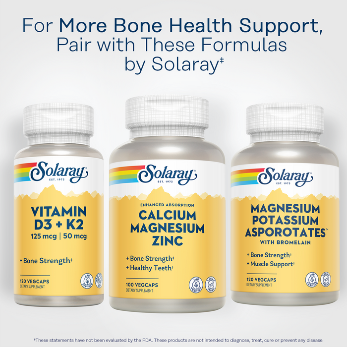 SOLARAY Calcium Magnesium Zinc Supplement - with Calcium 1000mg, Magnesium 500mg - Bone Health, Muscle Function, Heart Health and Immune Support - Vegan, 60 Day Guarantee, 25 Servings, 100 VegCaps (100 CT)