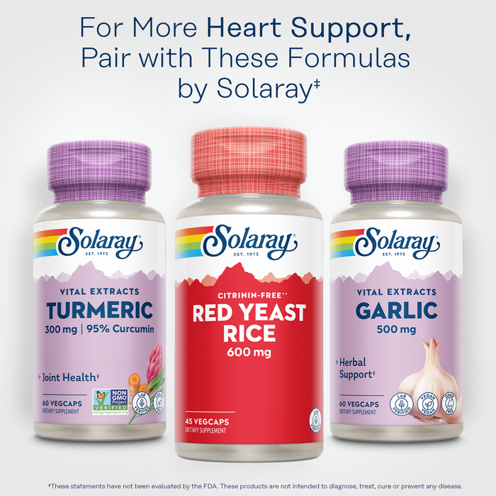 Solaray Red Yeast Rice, Healthy Heart Support, Citrinin-Free, 60 Day Money-Back Guarantee, 45 Servings, 45 VegCaps