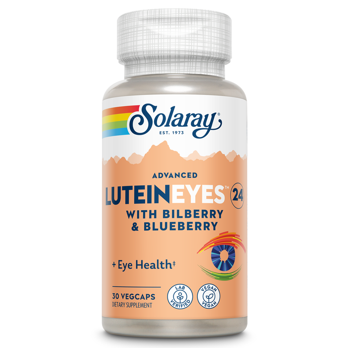 SOLARAY Advanced Lutein Eyes 24 mg - Lutein and Zeaxanthin Supplements - Eye Health Support with Blueberry and Bilberry Extract - Vegan, 60-Day Guarantee, Lab Verified - 60 Servings, 60 VegCaps (30 Servings, 30 VegCaps)