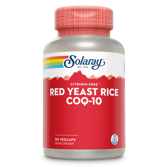 SOLARAY Red Yeast Rice with CoQ10 and Niacin (Vitamin B3) - High-Quality, Non-Irradiated Red Yeast Rice Plus CoEnzyme Q10 - Citrinin Free - 60-Day Guarantee, Lab Verified, 60 Servings, 60 VegCaps