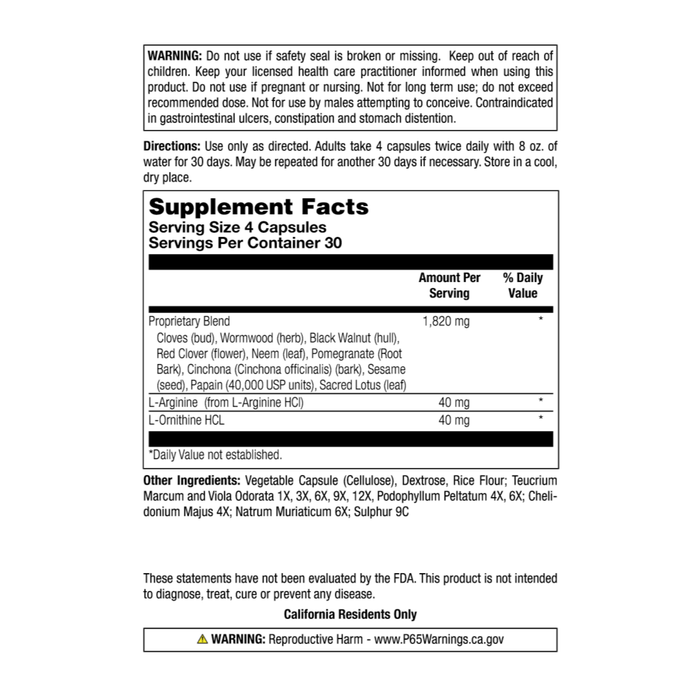 Parasitin : 693: Vcp, (Btl-Plastic) 120ct