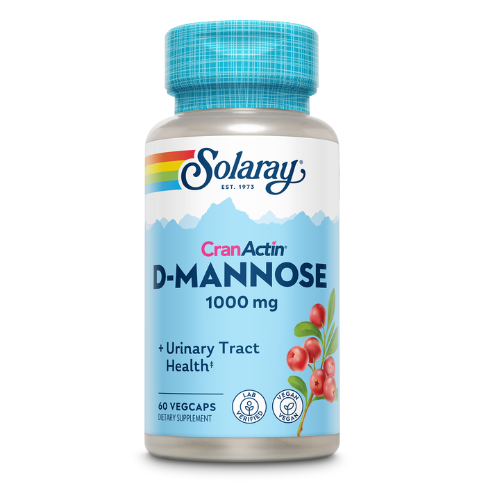 Solaray D-Mannose 1000mg with CranActin Cranberry Extract - D Mannose Cranberry Supplement with Vitamin C - Supports Urinary Tract and Bladder Health - Vegan, 60 Day Guarantee, 75 Serv, 150 VegCaps (60 CT)