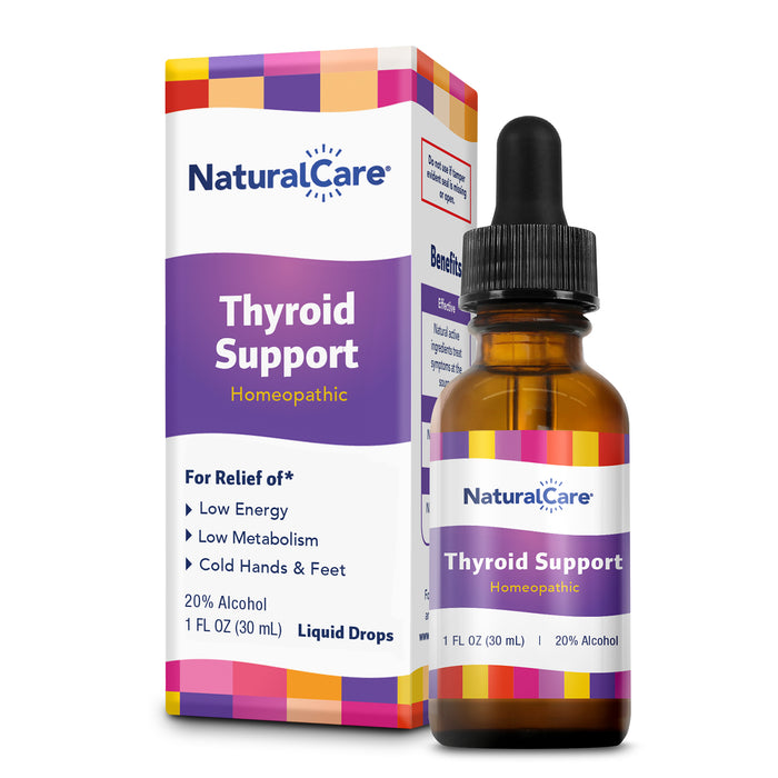 NaturalCare Thyroid Support Homeopathic Drops | May Help Temporarily Relieve Low Energy & Metabolism, Melancholy & Restlessness | Unflavored | 1 fl oz