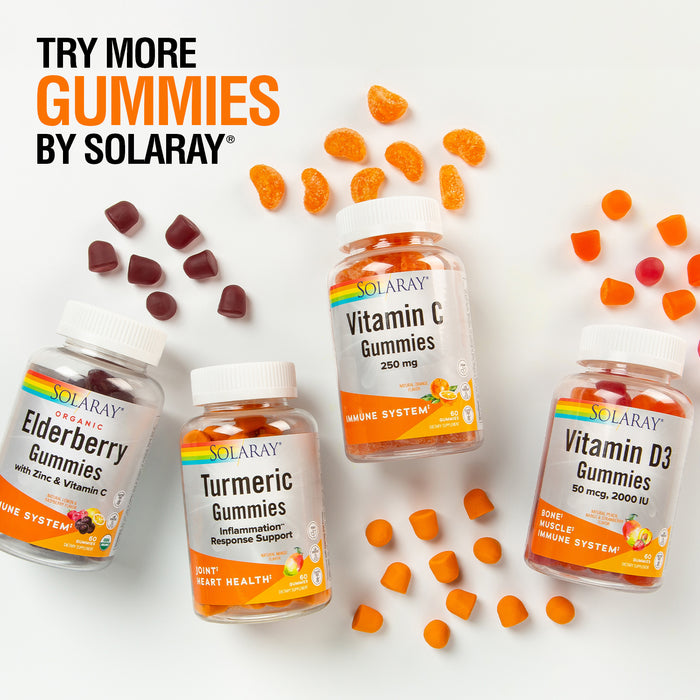 Solaray Turmeric Gummies w/ Ginger | Healthy Heart & Inflammation Response Support | Vegan, Gluten Free | 30 Serv, 60 Ct