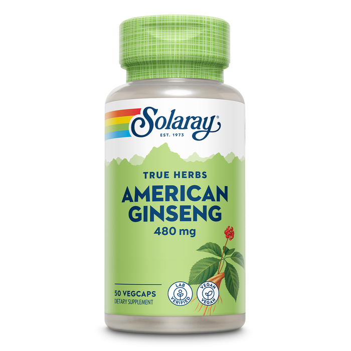 Solaray American Ginseng 480 mg | Adaptogenic Herb | Healthy Mood, Energy & Physical Endurance Support | 50 VegCaps