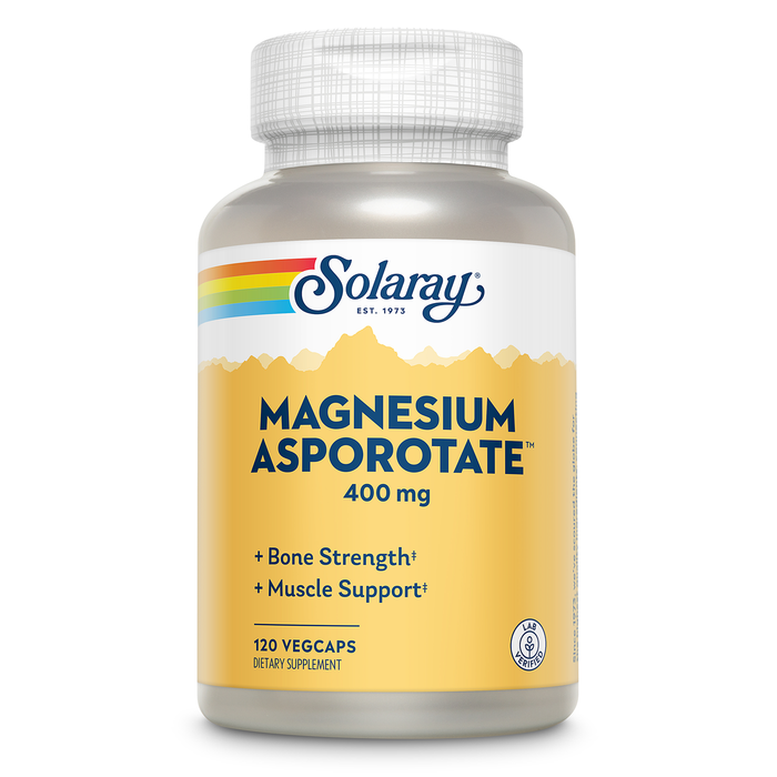 SOLARAY Magnesium Asporotate - Chelated Magnesium 400mg w/ Magnesium Citrate, Orotate and Aspartate - Bone Health, Muscle, Heart Health and Relaxation Support, 60-Day Guarantee, 30 Serv, 60 VegCaps (60 Servings, 120 VegCaps)