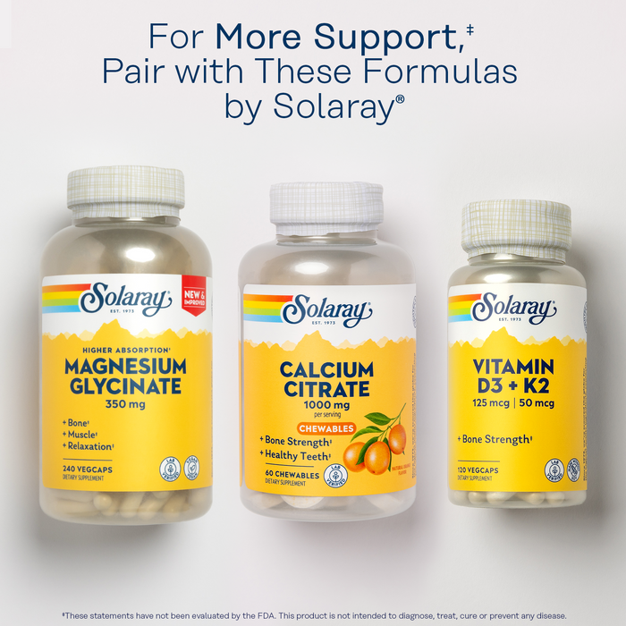 Solaray Calcium Citrate 1000 mg, Natural Orange Flavor Chelated Calcium Supplement for Bone Strength, Teeth, Nerve, Muscle, and Heart Function Support, 60-Day Guarantee, 15 Servings, 60 Chewables