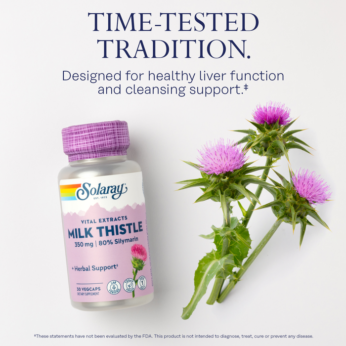 Solaray Milk Thistle Seed Extract One Daily 350mg , Antioxidant Intended to Help Support a Normal, Healthy Liver , Non-GMO & Vegan 30ct (30 Servings, 30 VegCaps)