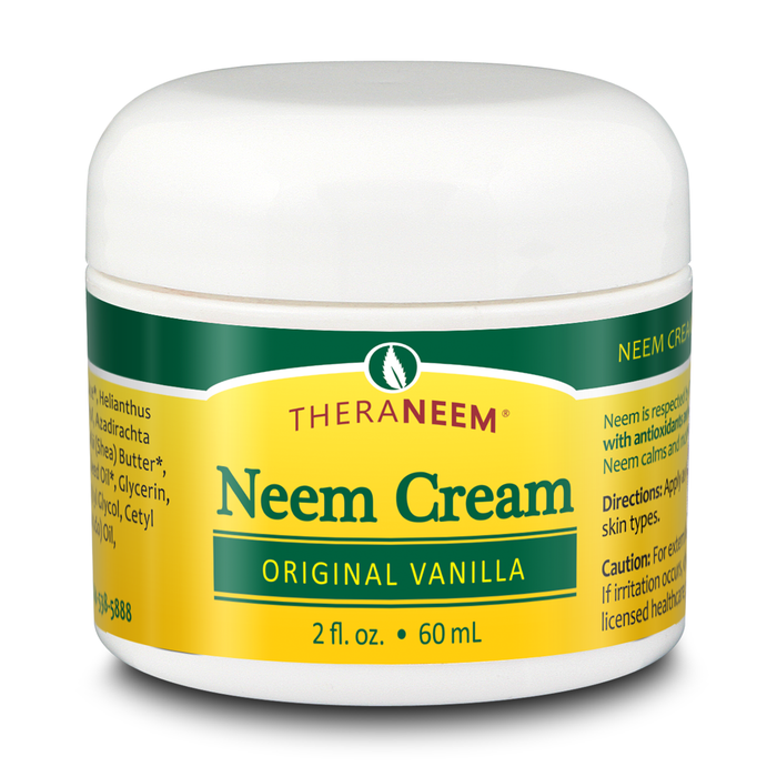 Theraneem Naturals Neem Cream | Moisturizes Dry, Damaged & Sensitive Skin | Certified Organic Neem Oil & Leaf Extract | Original Vanilla, 2 fl. oz