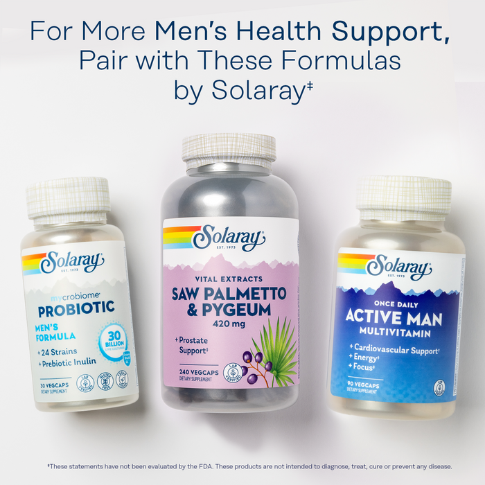 SOLARAY Saw Palmetto and Pygeum - Saw Palmetto for Men and Pygeum Bark - With Zinc, Vitamin B6, Pumpkin Seed and Amino Acids - Prostate Supplements for Men w/ Beta Sitosterol