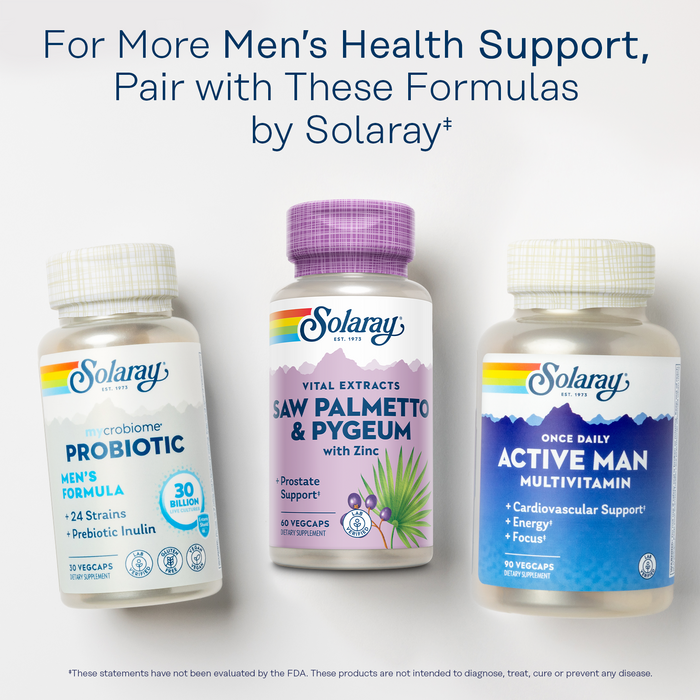 SOLARAY Saw Palmetto and Pygeum - Saw Palmetto for Men and Pygeum Bark - With Zinc, Vitamin B6, Pumpkin Seed and Amino Acids - Prostate Supplements for Men w/ Beta Sitosterol