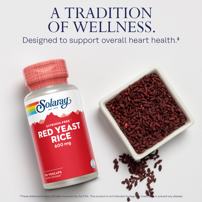 SOLARAY Red Yeast Rice, Non-Irradiated & Citrinin-Free, 60 Day Money-Back Guarantee, 90 Servings, 90 VegCaps