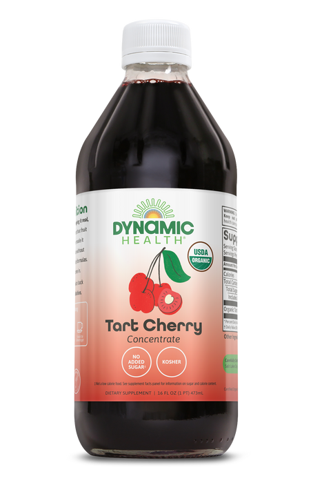 Dynamic Health Organic Tart Cherry Juice, Unsweetened 100% Juice Concentrate, Antioxidants Supplement, No Sweeteners or Additives, Vegan, Gluten Free, BPA Free