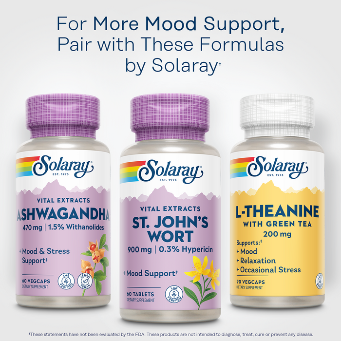 SOLARAY St Johns Wort 900 mg - Once Daily Mood Support Supplement - Mood Enhancer Standardized to 0.3% Hypericin - Helps Support a Naturally Positive Outlook, 60-Day Guarantee, 60 Servings, 60 Tablets