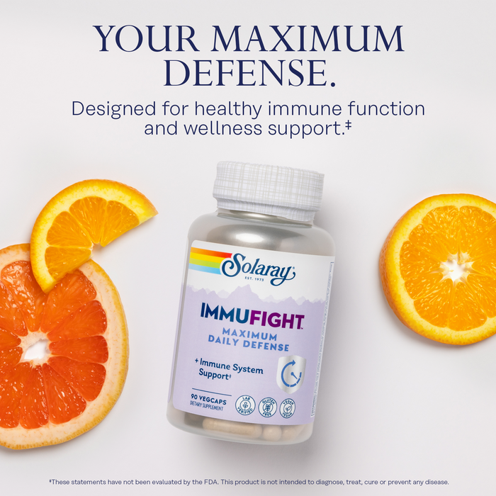 SOLARAY ImmuFight Maximum Daily Defense - Immune Support Supplement, All Day Wellness Formula, Vitamin C 1000mg, Vitamin D, Zinc, Probiotics, Vegan, Gluten Free, 60 Day Guarantee, 30 Serv, 90 VegCaps