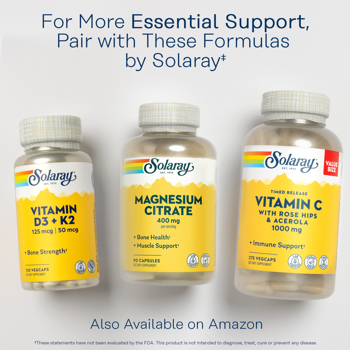 Solaray Magnesium Citrate 400mg - Bone Strength, Muscle Recovery, and Digestion Support - Herbal Base - Vegan, Lab Verified, 60-Day Money-Back Guarantee - 30 Servings, 90 VegCaps