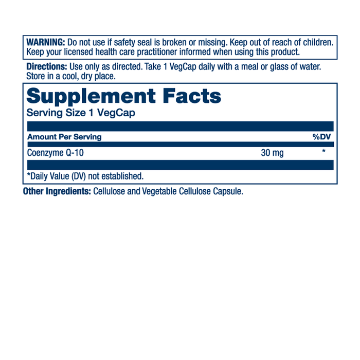 Solaray Pure CoQ-10 30 mg | Health Heart Function & Cellular Energy Support | Non-GMO, Vegan & Lab Verified for Purity | 60 VegCaps