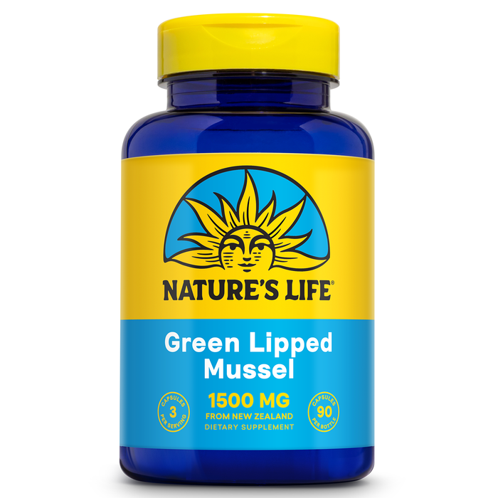 NATURE'S LIFE Green Lipped Mussel 1500 mg - New Zealand Green Lipped Mussel Supplement with Naturally Occurring Omega 3 Fatty Acids - 60-Day Guarantee, Lab Verified - 30 Servings, 90 Capsules