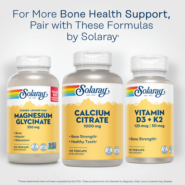 Solaray Calcium Citrate 1000mg - Chelated Calcium Supplement - Supports Bone Strength and Healthy Teeth - Easy to Digest - 60-Day Guarantee, Vegan - 60 Servings, 240 VegCaps (30 Serv, 120 Count)