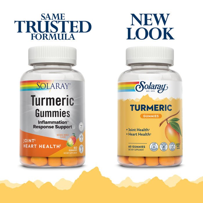 Solaray Turmeric Gummies w/ Ginger | Healthy Heart & Inflammation Response Support | Vegan, Gluten Free | 30 Serv, 60 Ct