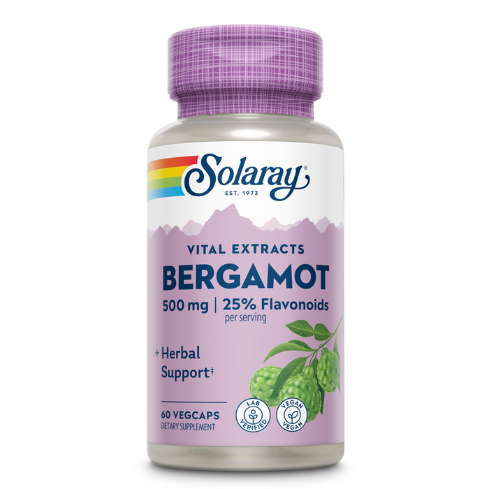 Solaray Bergamot 500 mg - Citrus Bergamot Supplement for an Active Lifestyle - Standardized to 25% Flavonoids - With Berberine HCl from Indian Barberry - Vegan, 60-Day Guarantee, 30 Serv, 60 VegCaps