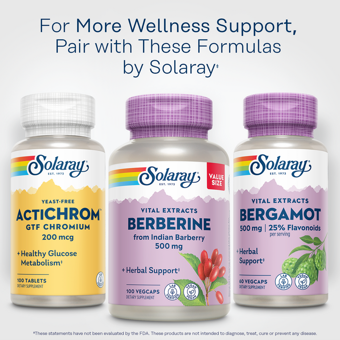 Solaray Bergamot 500 mg - Citrus Bergamot Supplement for an Active Lifestyle - Standardized to 25% Flavonoids - With Berberine HCl from Indian Barberry - Vegan, 60-Day Guarantee, 30 Serv, 60 VegCaps