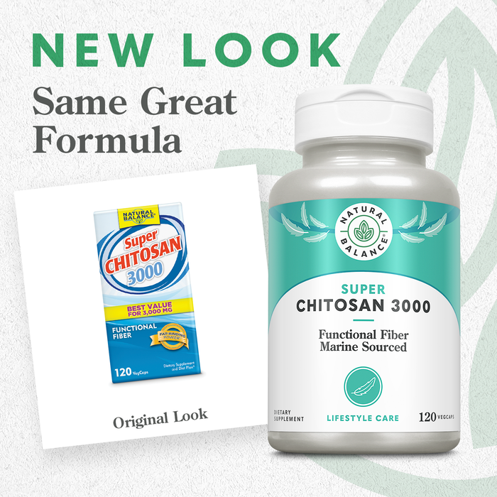 Natural Balance Super Chitosan 3000 | Fat Binding Functional Fiber & Healthy Lifestyle Support | Includes Diet Plan | 120 VegCaps