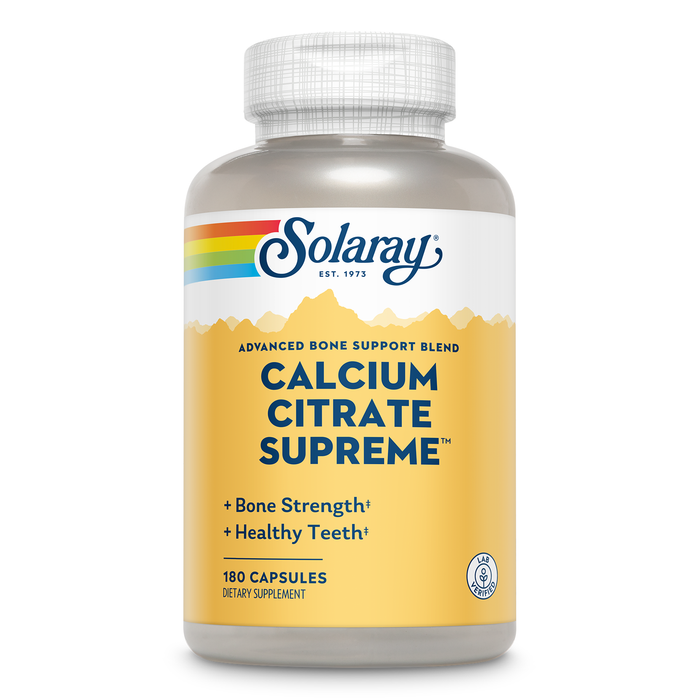 Solaray Calcium Citrate Supreme 800mg Advanced Bone Support Blend | Gentle Digestion Formula | 30 Servings | 180 VegCaps