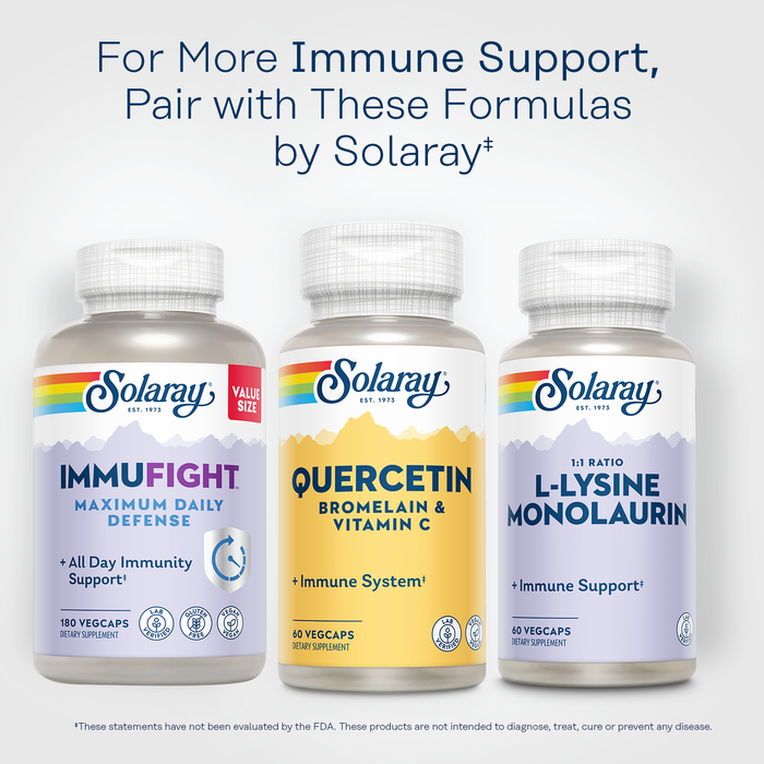 SOLARAY Quercetin with Bromelain and Vitamin C - Immune Support Supplement - Antioxidant and Heart Health Complex with Quercetin 500mg and 1235mg Vit C - Vegan, 60-Day Guarantee, 75 Serv, 150 VegCaps (60 CT, 20 Serv)