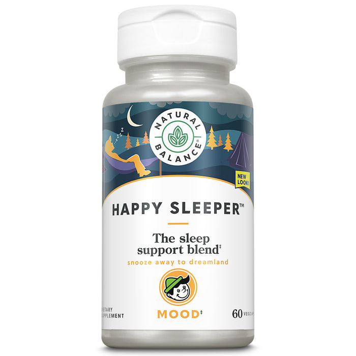 Natural Balance Happy Sleeper | Herbal Supplement | Features Melatonin, Valerian Root, 5-HTP & GABA | 60 Capsules