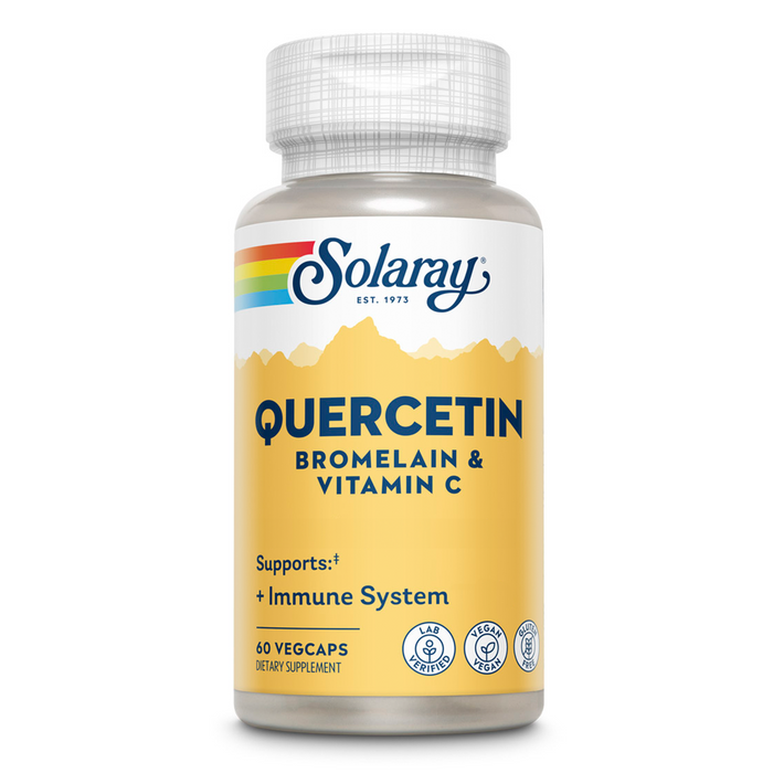 SOLARAY Quercetin with Bromelain and Vitamin C - Immune Support Supplement - Antioxidant and Heart Health Complex with Quercetin 500mg and 1235mg Vit C - Vegan, 60-Day Guarantee, 60 Serv, 120 VegCaps (60 CT, 20 Serv)