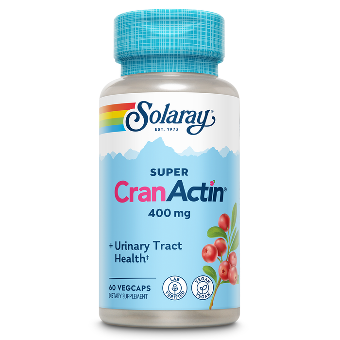 SOLARAY Super CranActin 400mg Cranberry Supplement, Supports Urinary Tract Health for Women and Men - Cranberry Pills w/ Uva Ursi, Vitamin C, Herbal Blend, Vegan, 60-Day Guarantee, 60 Serv, 60 VegCaps