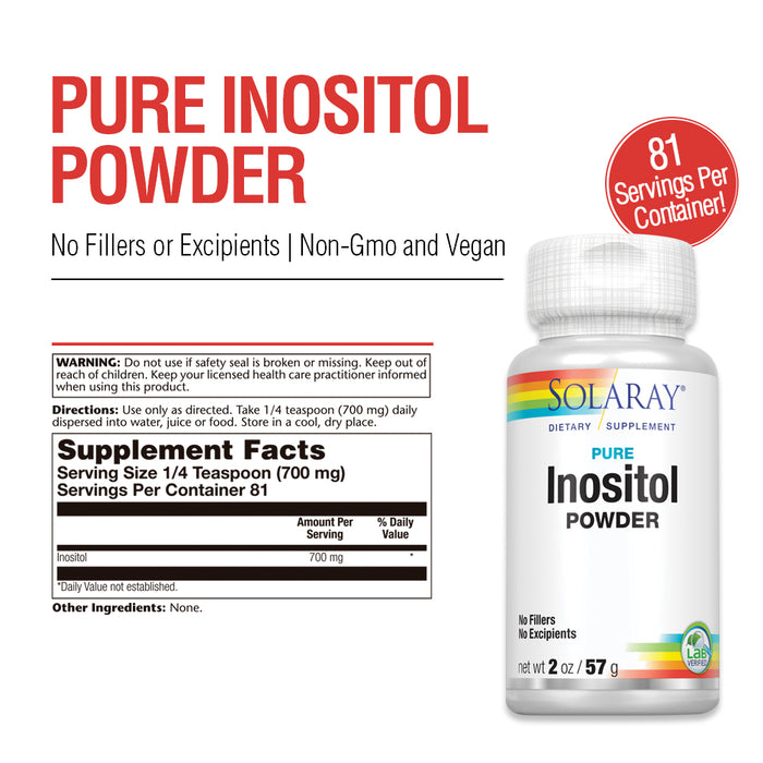 Solaray Pure Inositol Powder | May Help Support Healthy Brain, Cardiovascular, Nervous System Function and Mood | Non-GMO, Vegan